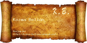 Kozma Belián névjegykártya