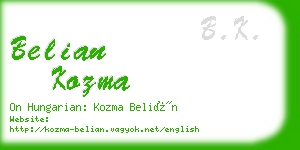belian kozma business card